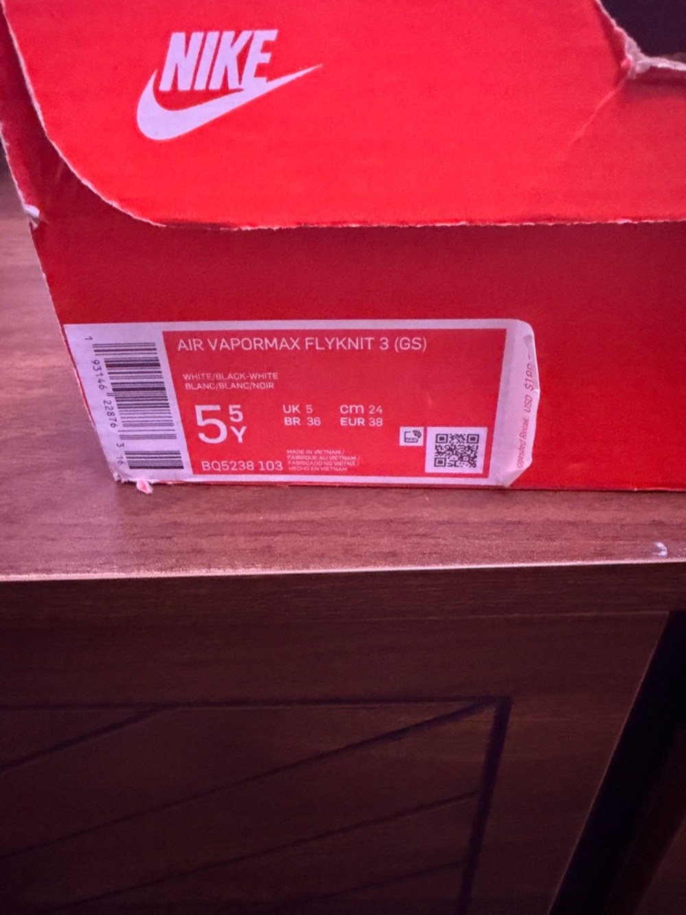 SOLD Nike Air Vapormax Flyknit 3 (GS) - Red Box